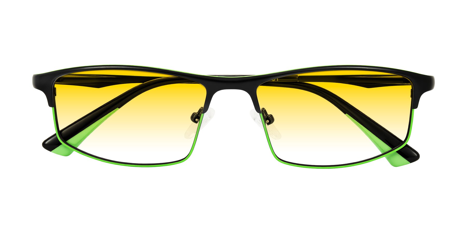 Folded Front of Monnow in Black/Green with Yellow Gradient Lenses