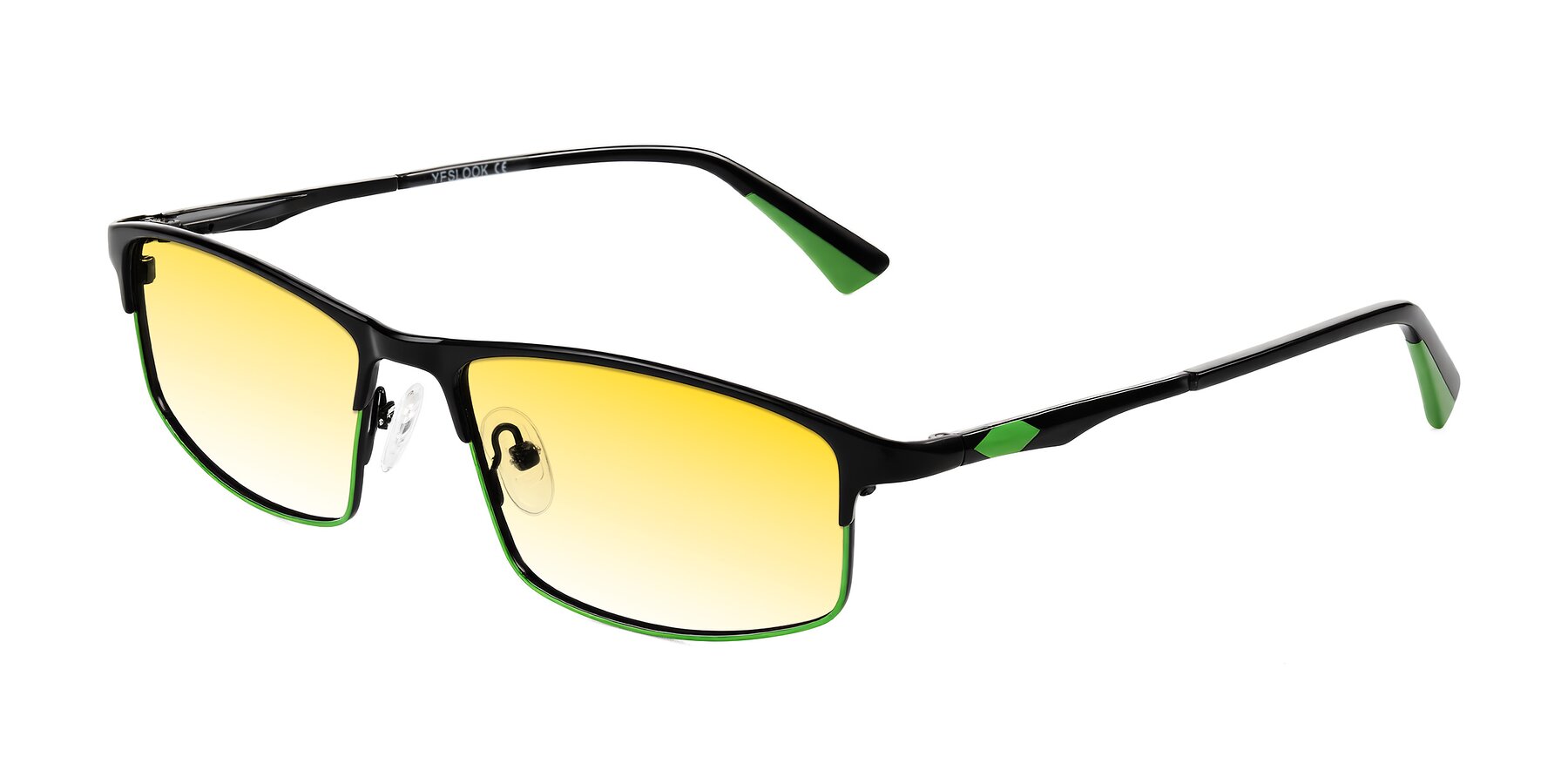 Angle of Monnow in Black/Green with Yellow Gradient Lenses