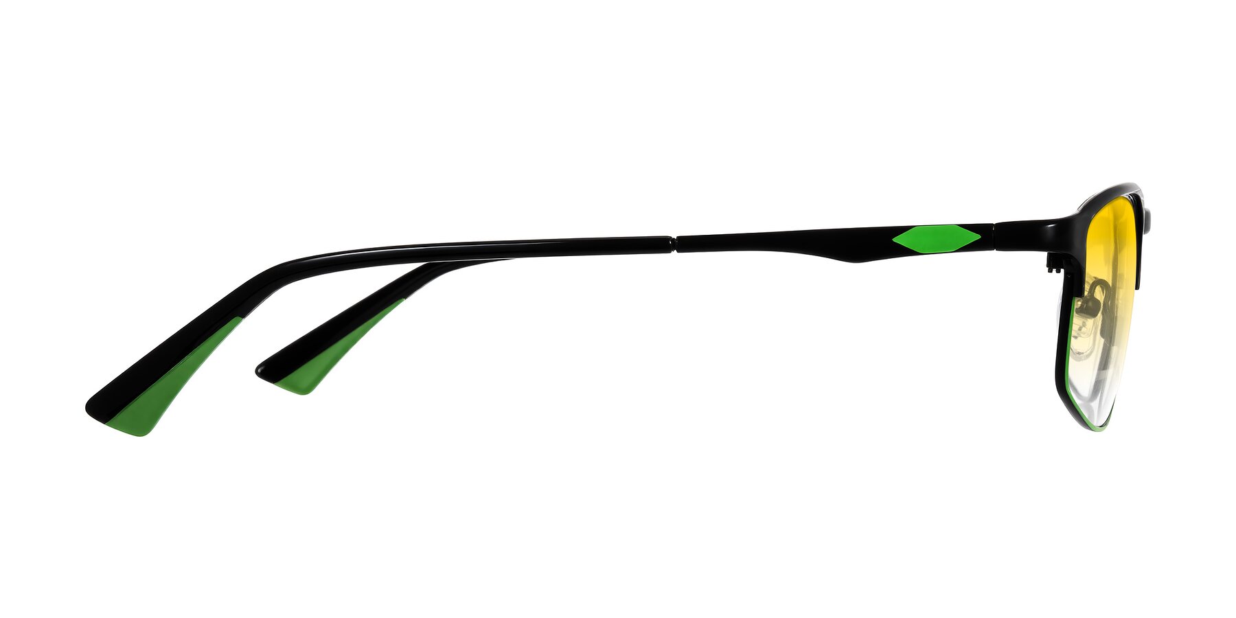 Side of Monnow in Black/Green with Yellow Gradient Lenses