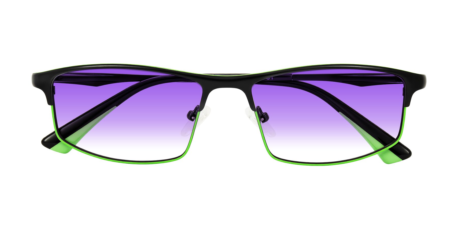 Folded Front of Monnow in Black/Green with Purple Gradient Lenses