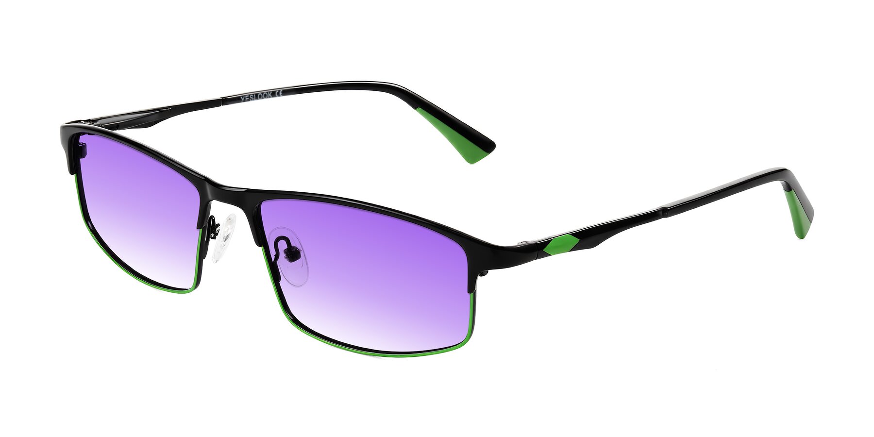 Angle of Monnow in Black/Green with Purple Gradient Lenses