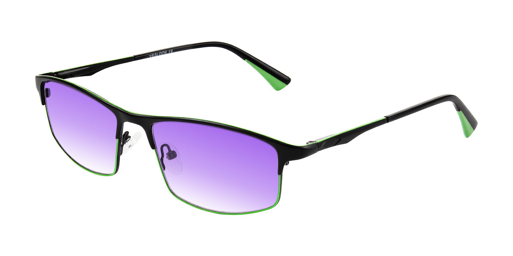 Angle of Monnow in Black/Green with Purple Gradient Lenses