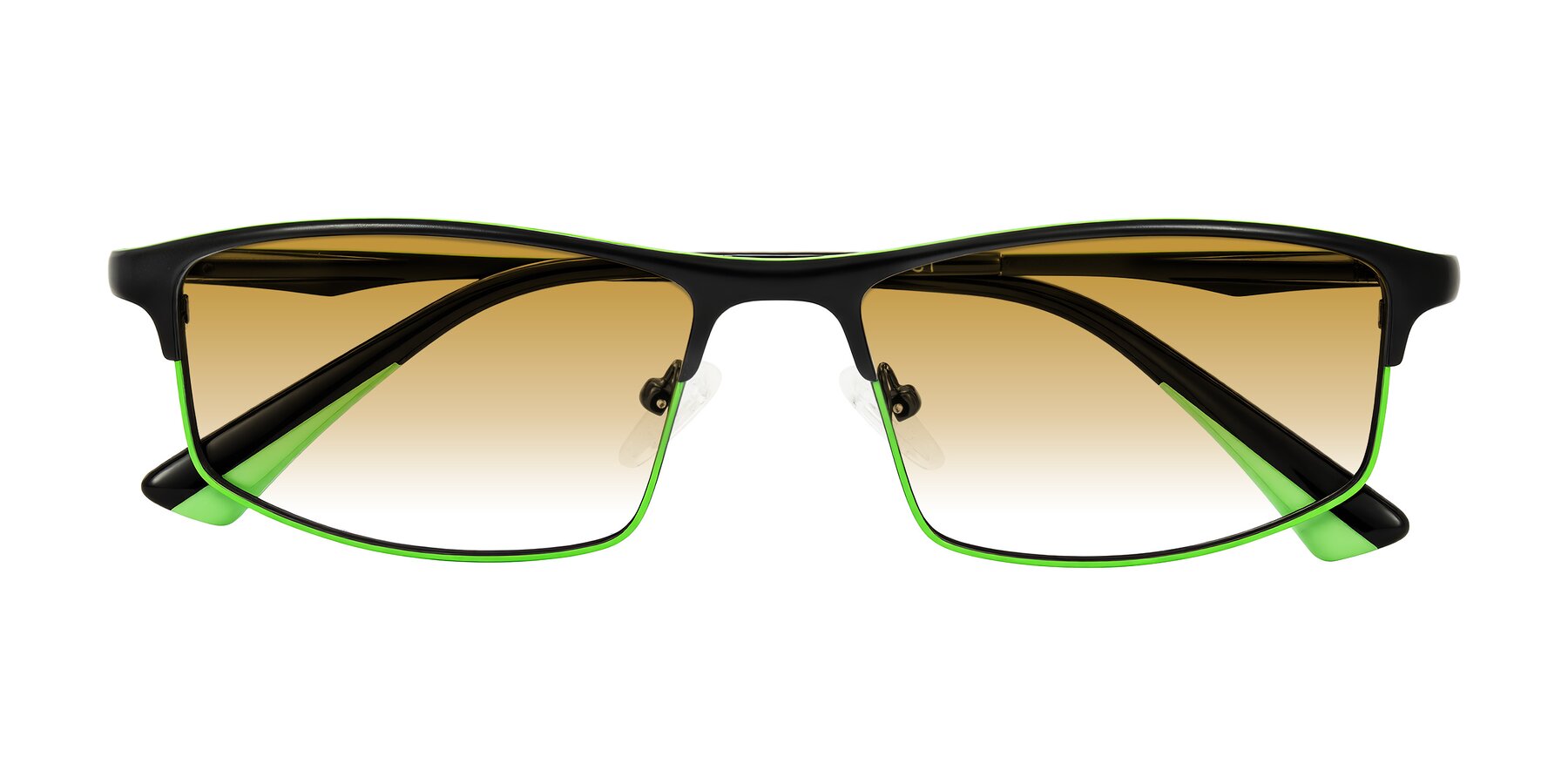 Folded Front of Monnow in Black/Green with Champagne Gradient Lenses