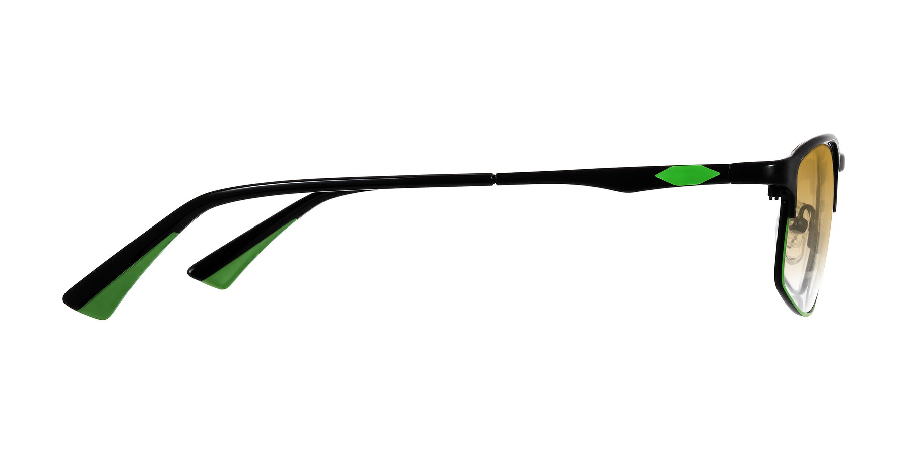Side of Monnow in Black/Green with Champagne Gradient Lenses