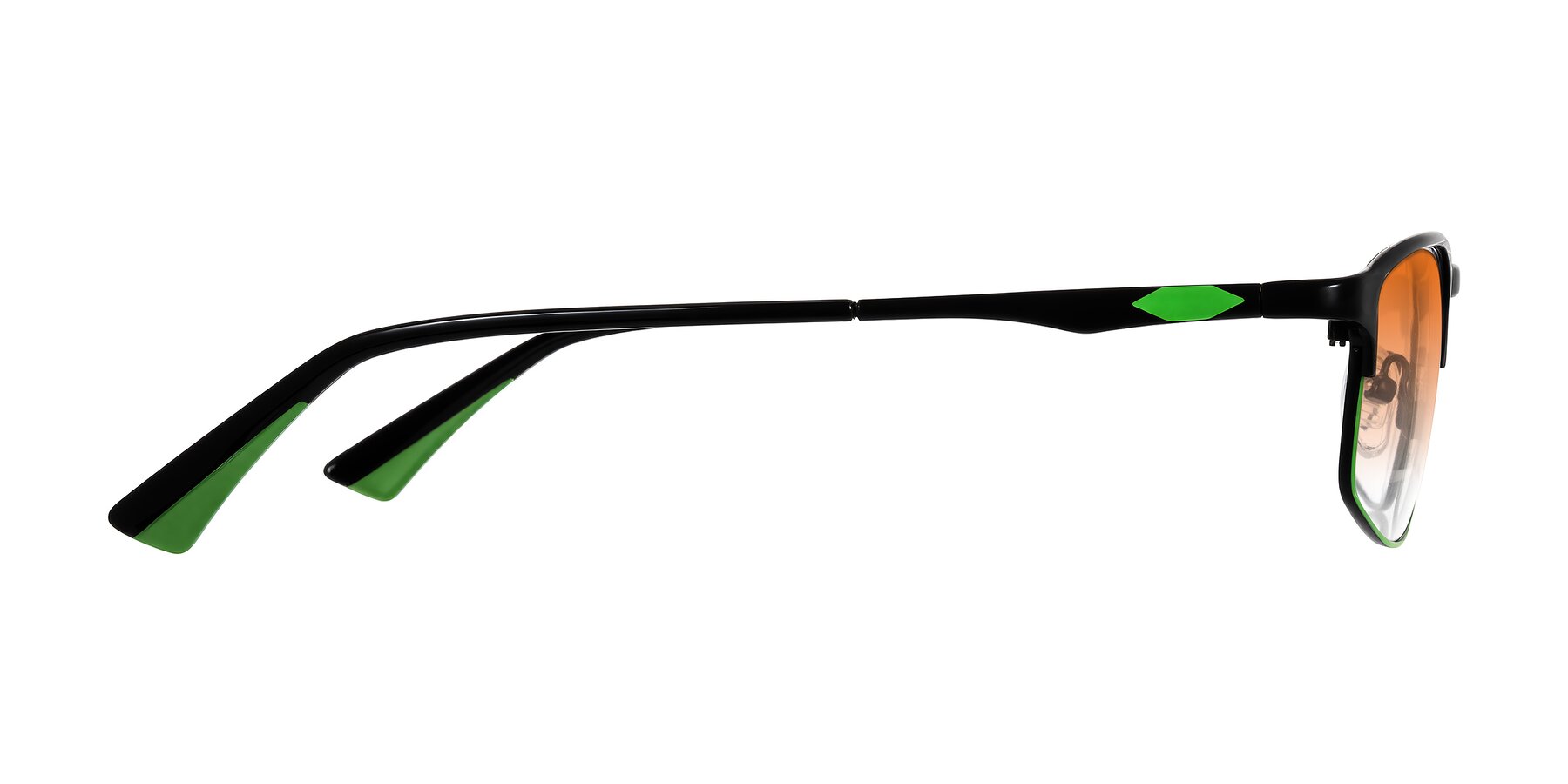Side of Monnow in Black/Green with Orange Gradient Lenses