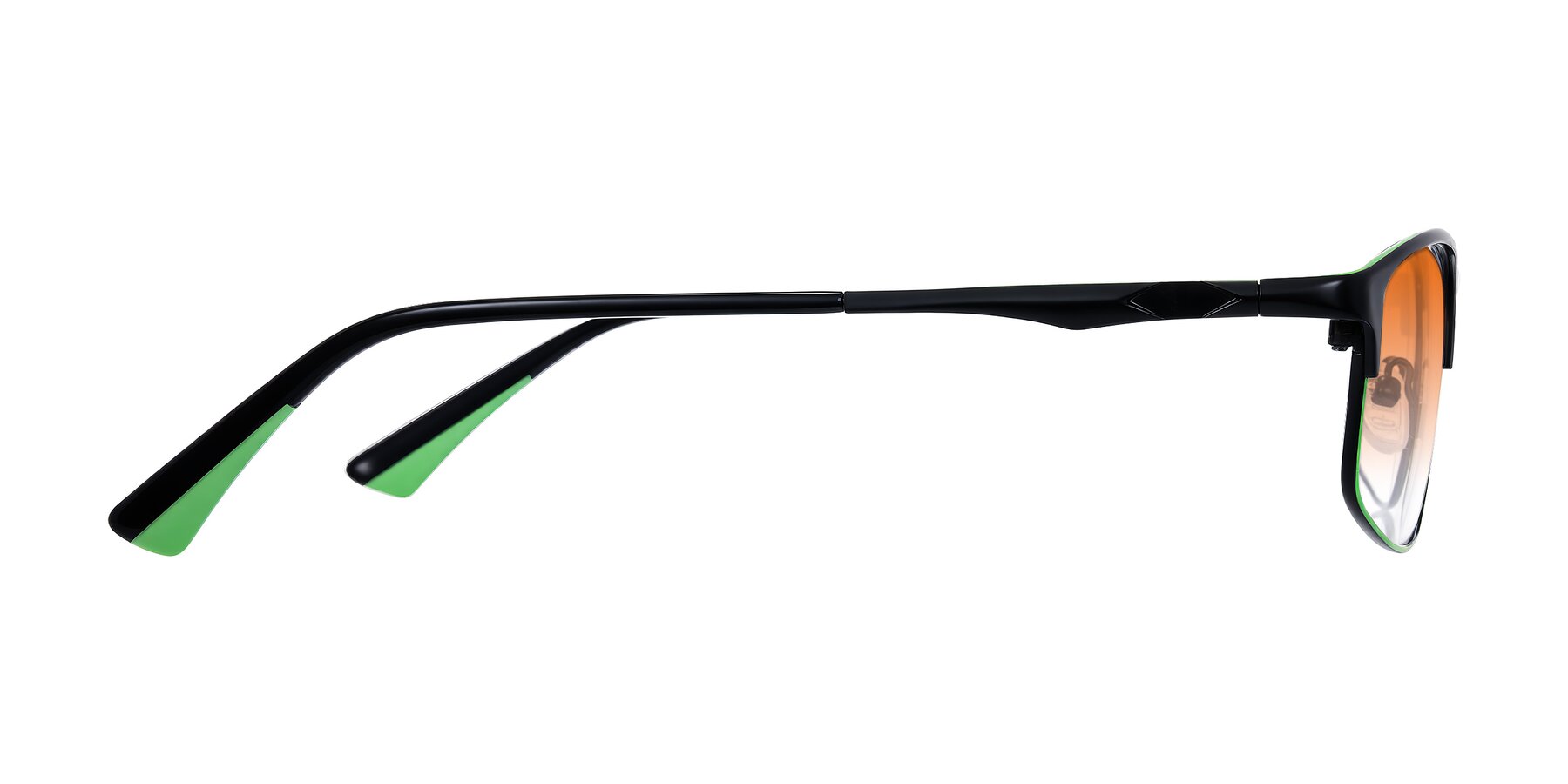 Side of Monnow in Black/Green with Orange Gradient Lenses