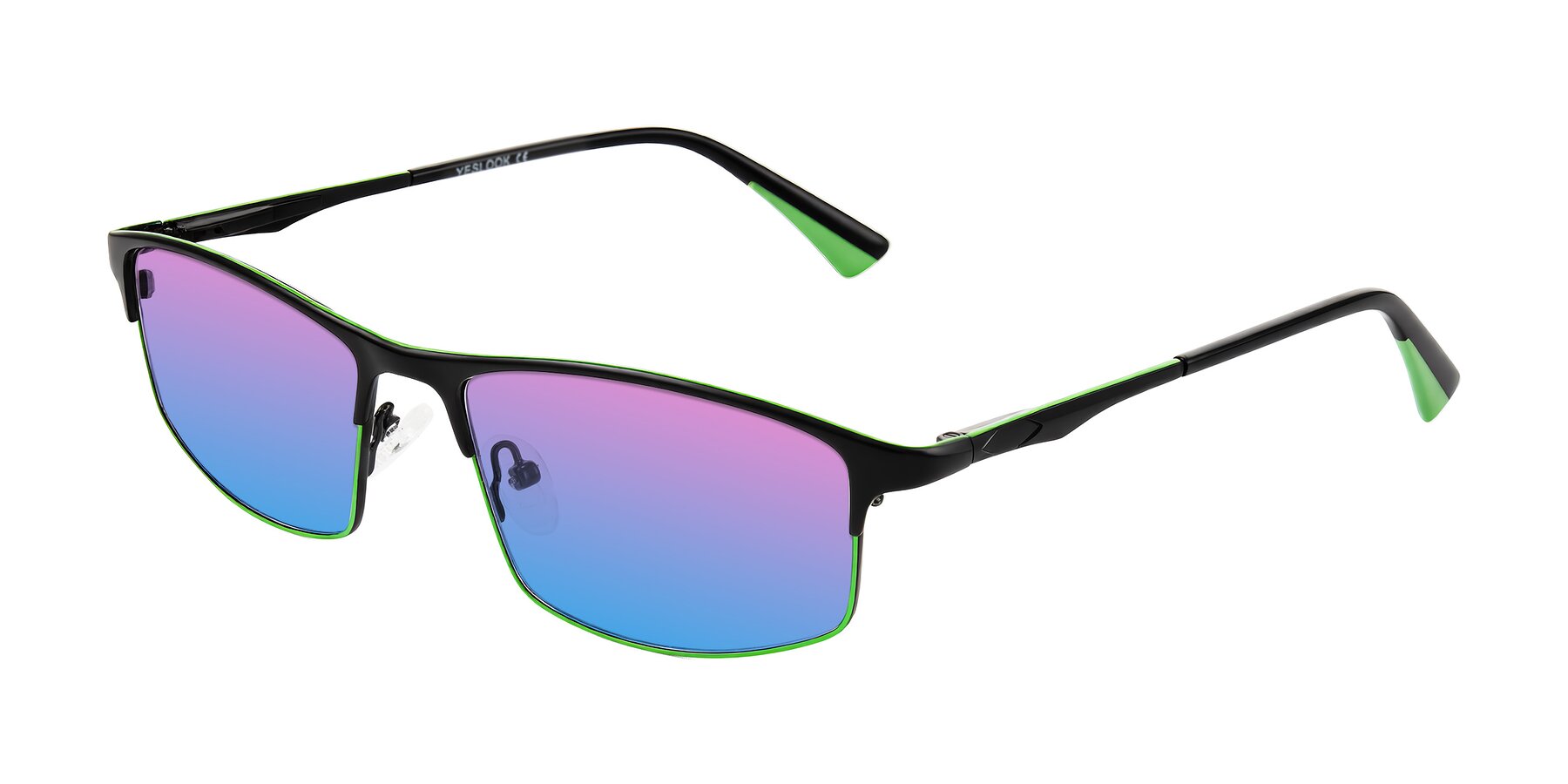 Angle of Monnow in Black/Green with Pink / Blue Gradient Lenses