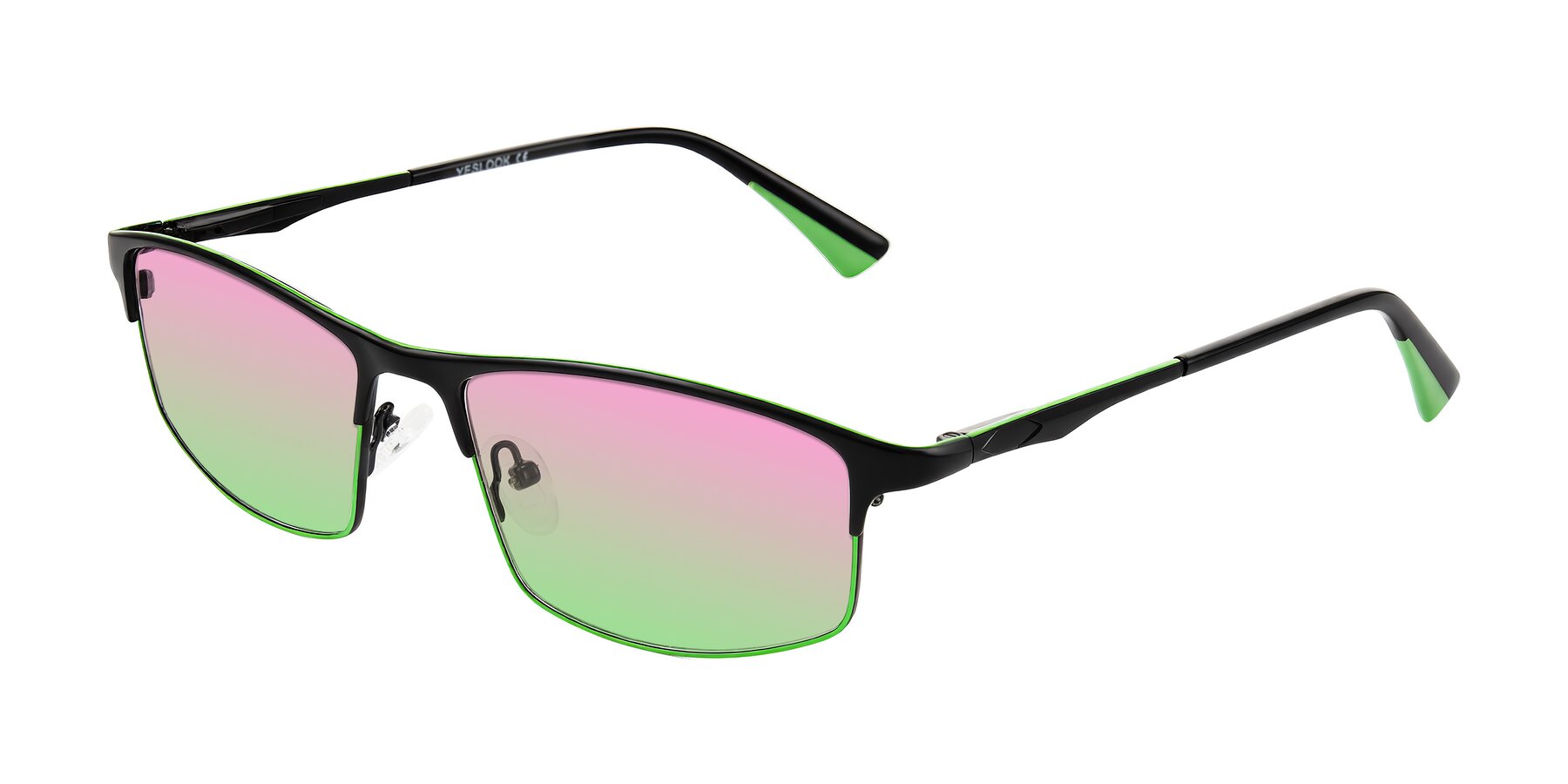 Angle of Monnow in Black/Green with Pink / Green Gradient Lenses