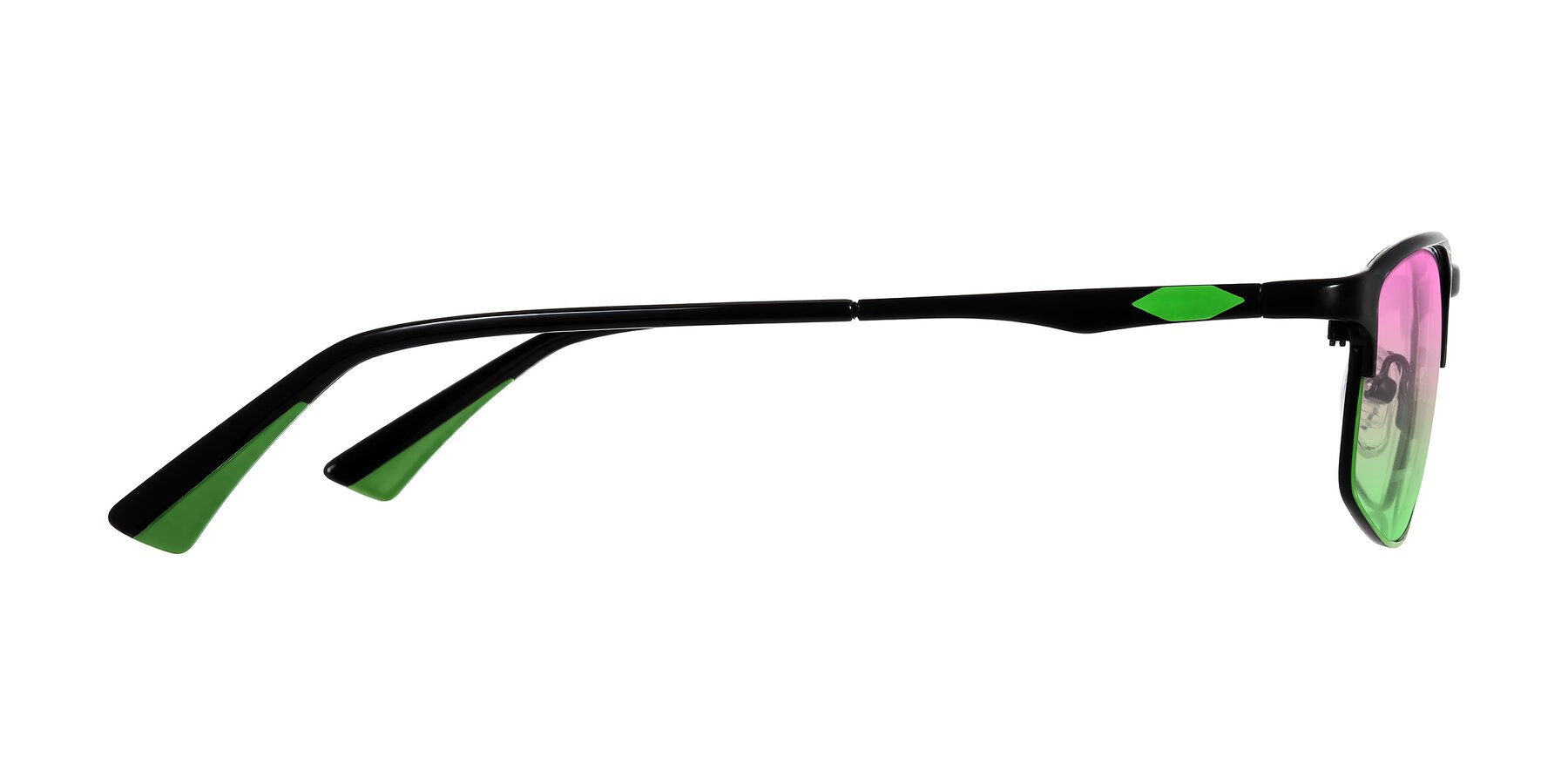 Side of Monnow in Black/Green with Pink / Green Gradient Lenses