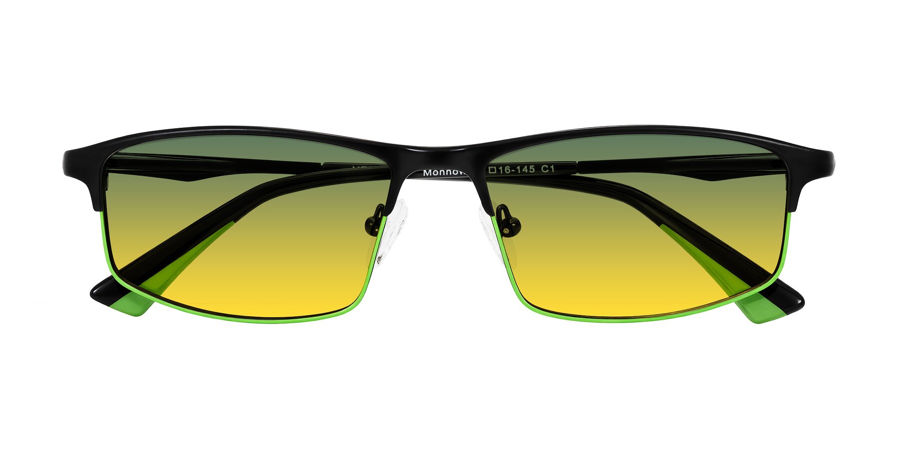 Folded Front of Monnow in Black/Green with Green / Yellow Gradient Lenses
