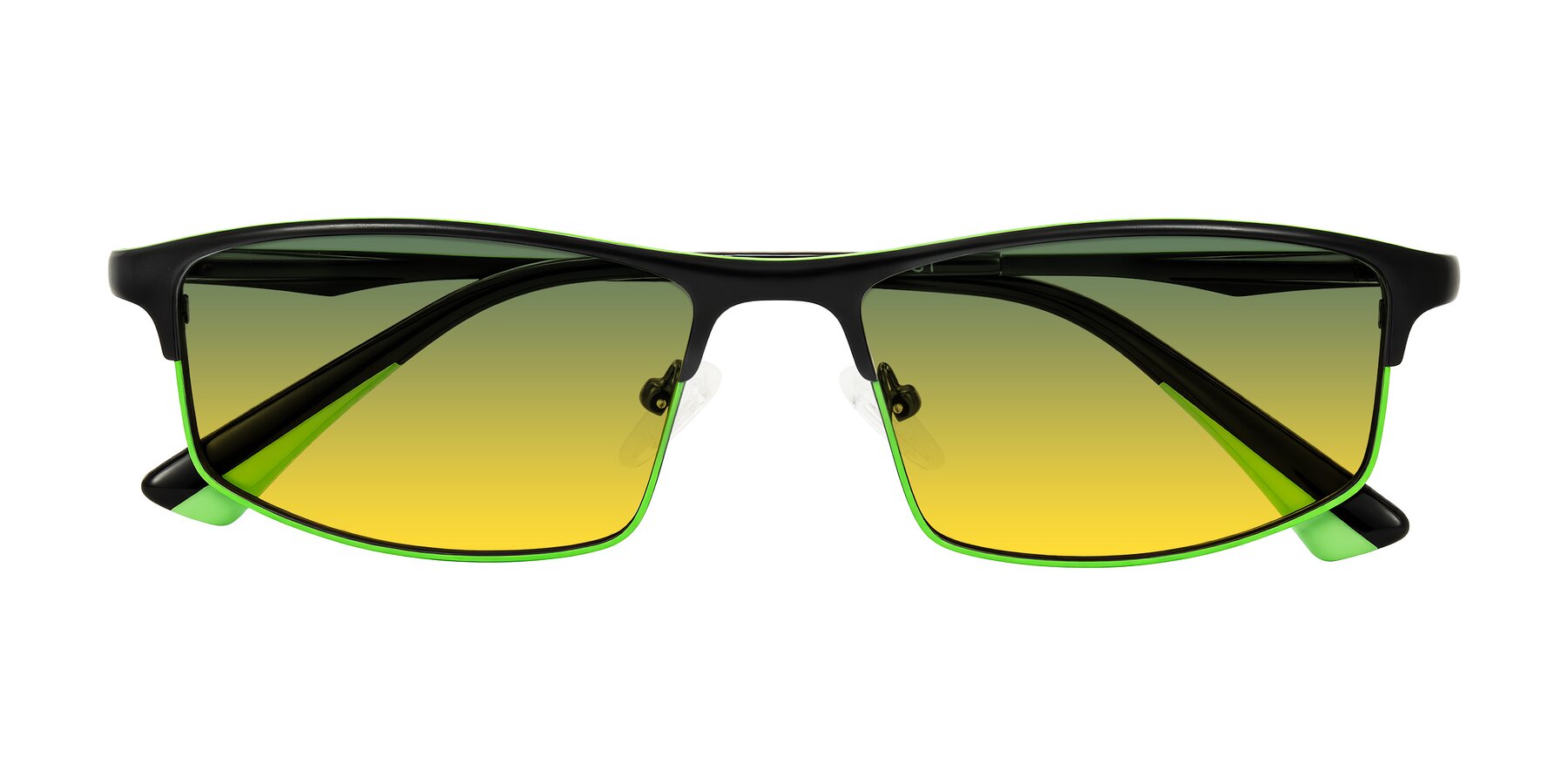 Folded Front of Monnow in Black/Green with Green / Yellow Gradient Lenses