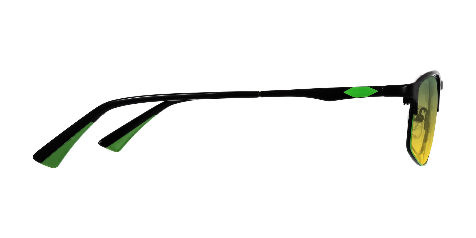 Side of Monnow in Black/Green with Green / Yellow Gradient Lenses