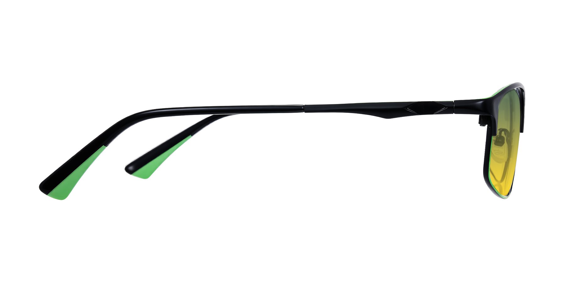 Side of Monnow in Black/Green with Green / Yellow Gradient Lenses