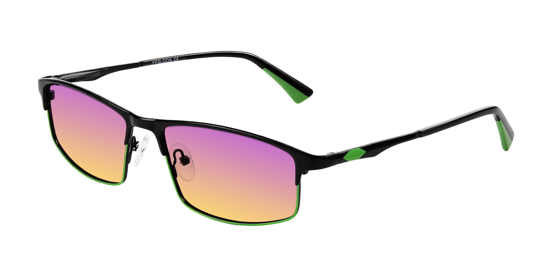 Angle of Monnow in Black/Green with Purple / Yellow Gradient Lenses