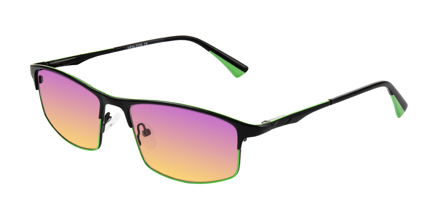 Angle of Monnow in Black/Green with Purple / Yellow Gradient Lenses