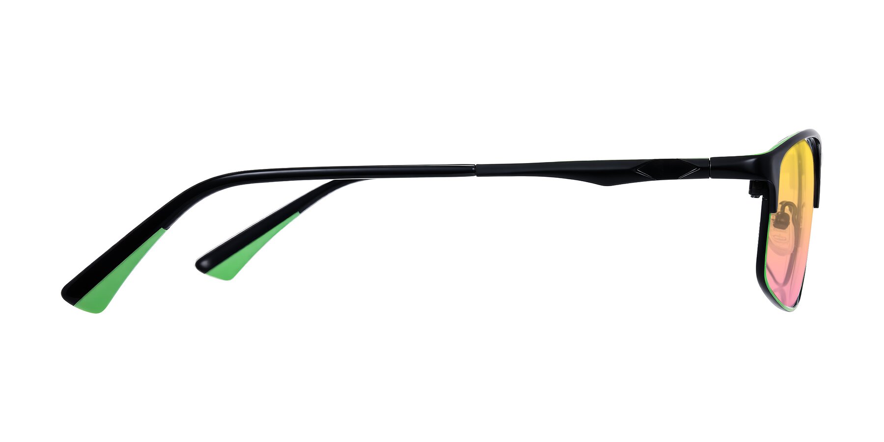 Side of Monnow in Black/Green with Yellow / Pink Gradient Lenses