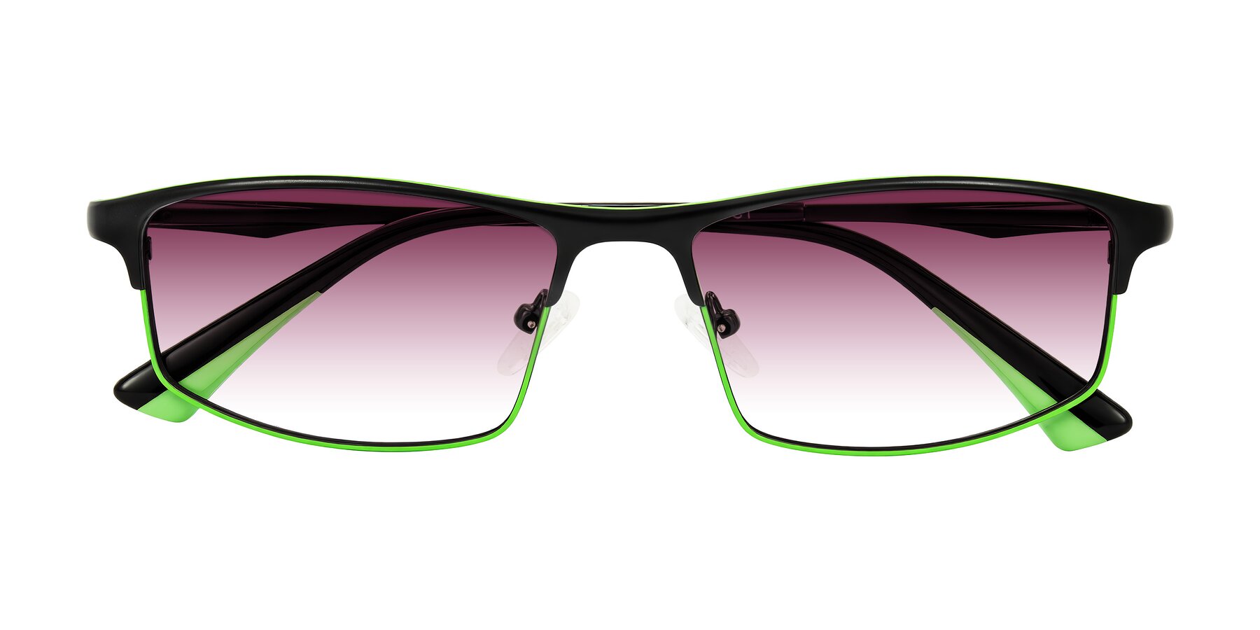Folded Front of Monnow in Black/Green with Wine Gradient Lenses
