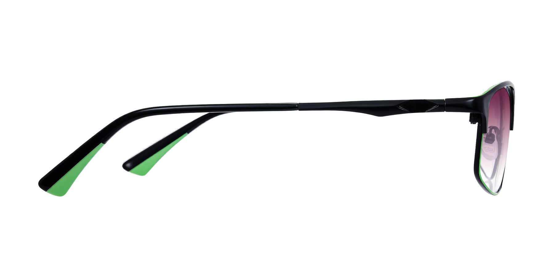 Side of Monnow in Black/Green with Wine Gradient Lenses