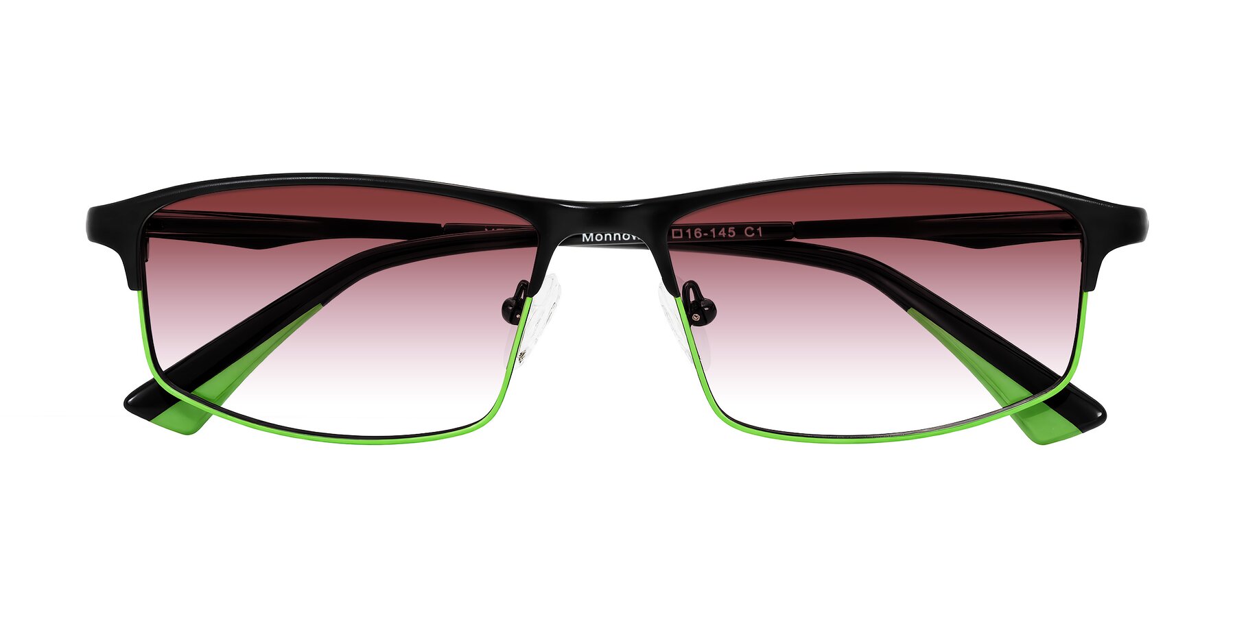 Folded Front of Monnow in Black/Green with Garnet Gradient Lenses