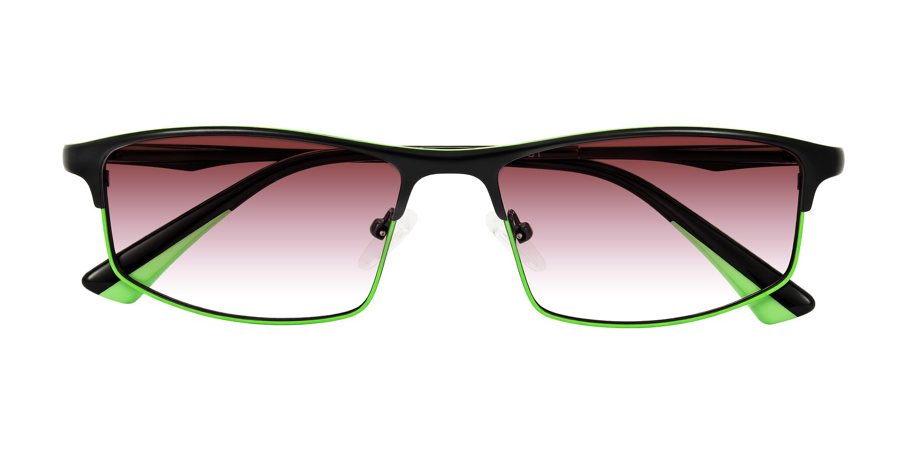 Folded Front of Monnow in Black/Green with Garnet Gradient Lenses