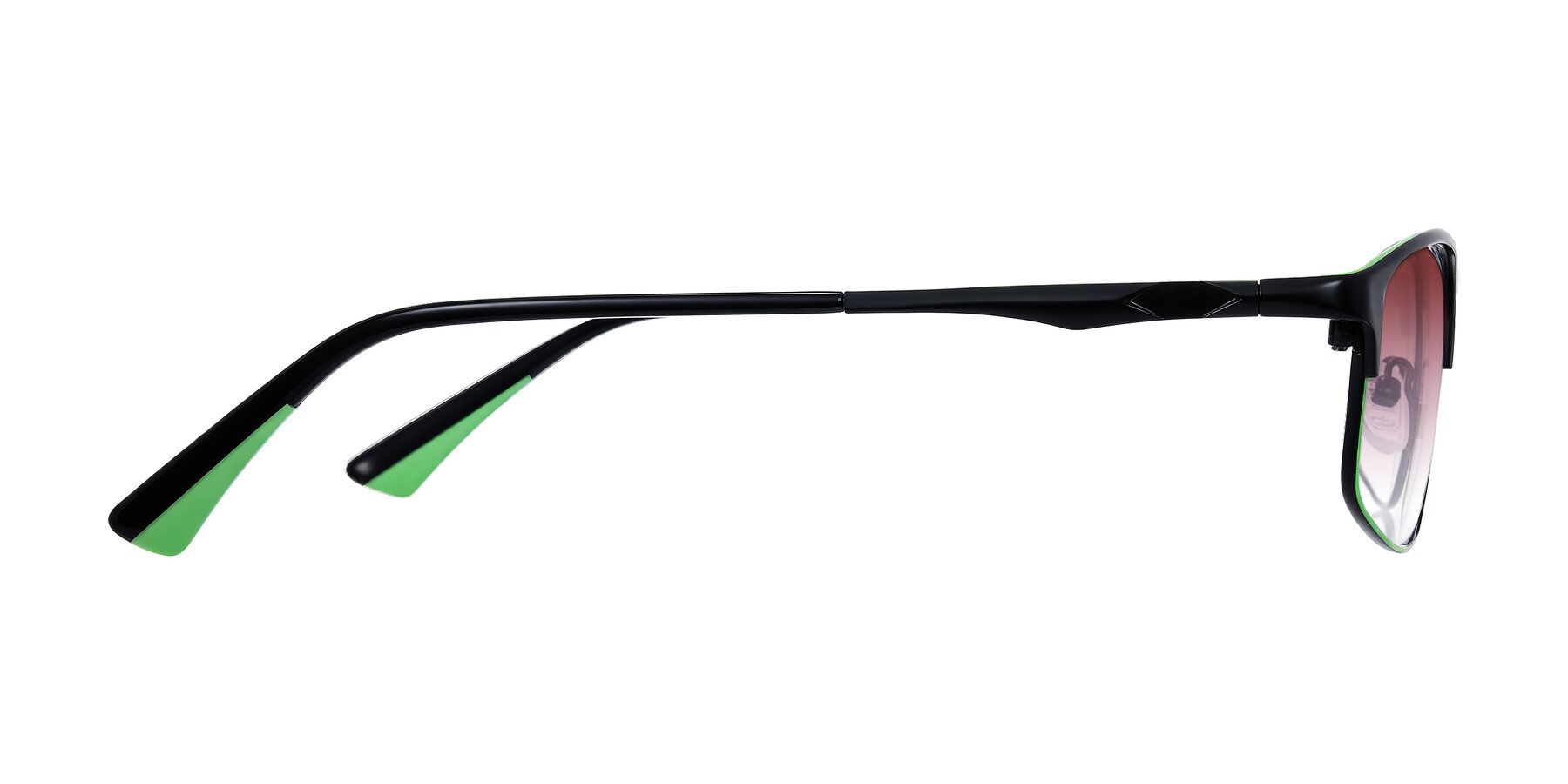 Side of Monnow in Black/Green with Garnet Gradient Lenses