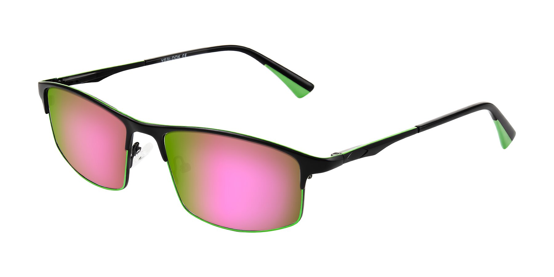 Angle of Monnow in Black/Green with Pink Mirrored Lenses
