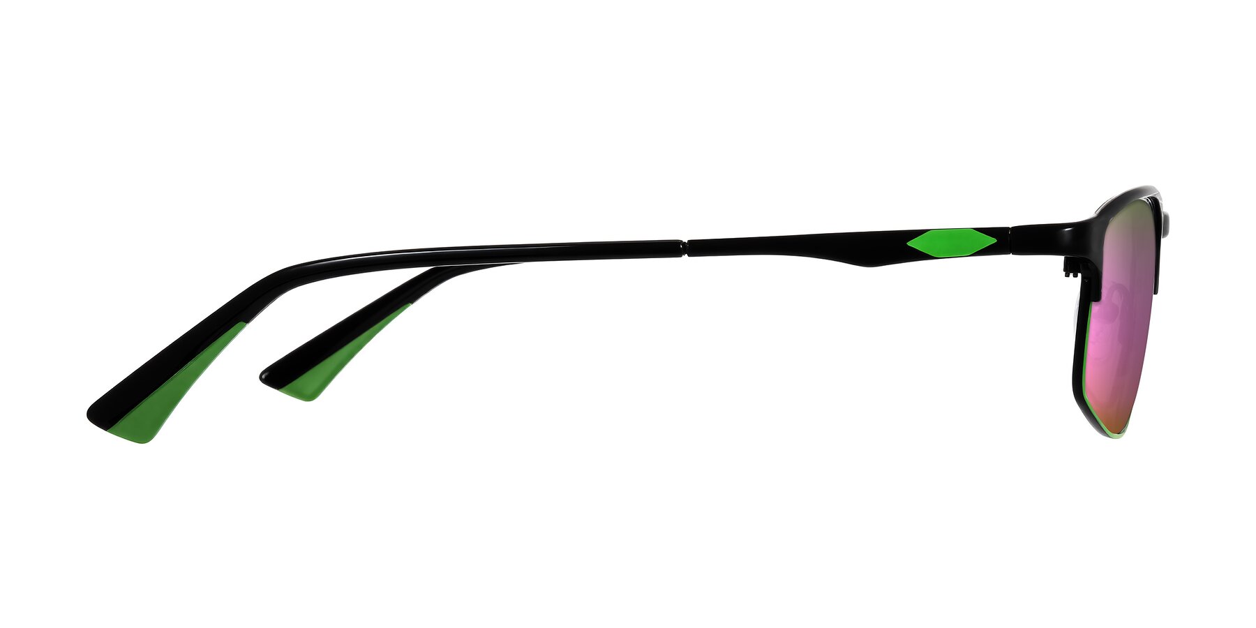 Side of Monnow in Black/Green with Pink Mirrored Lenses
