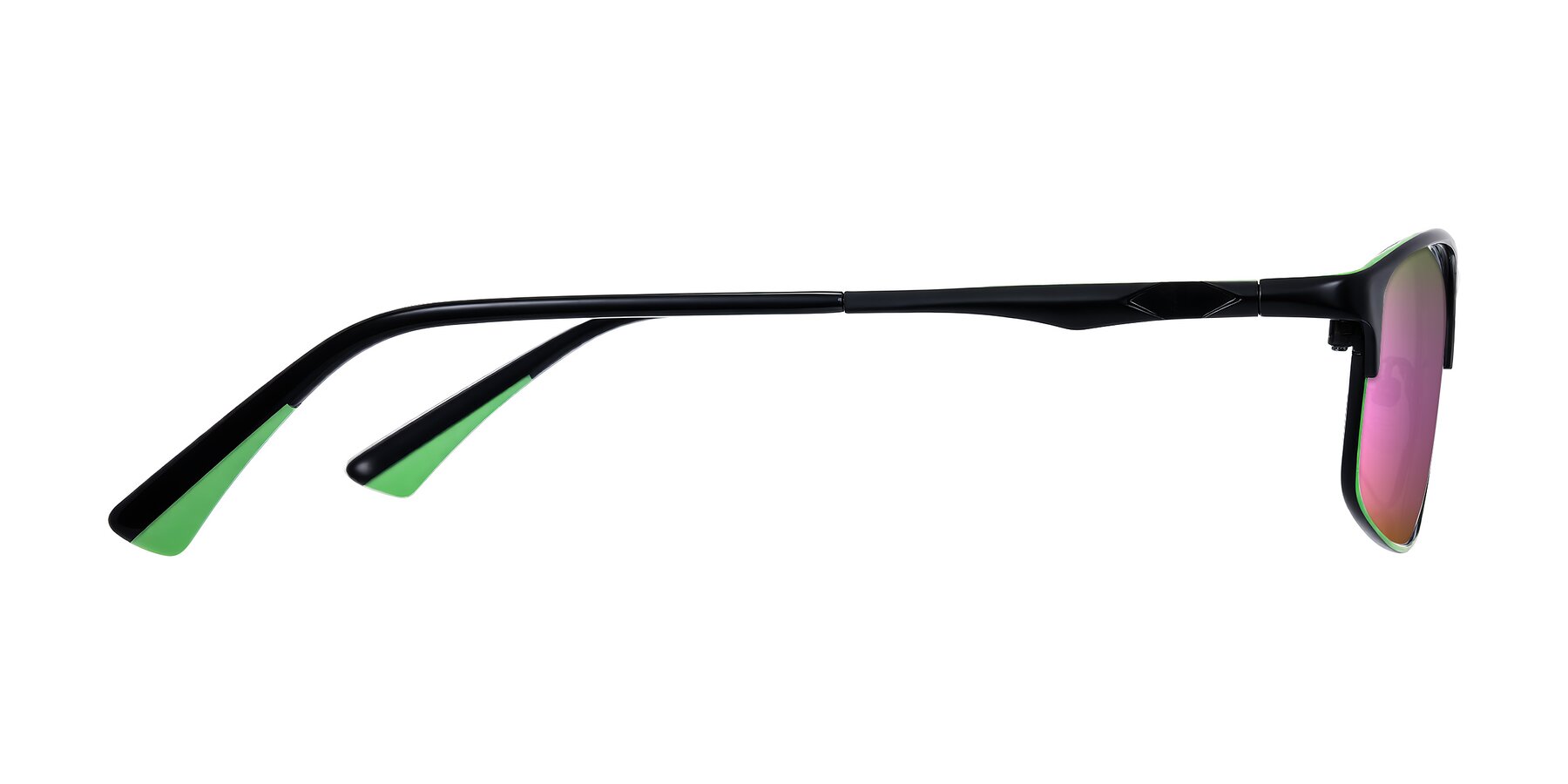 Side of Monnow in Black/Green with Pink Mirrored Lenses