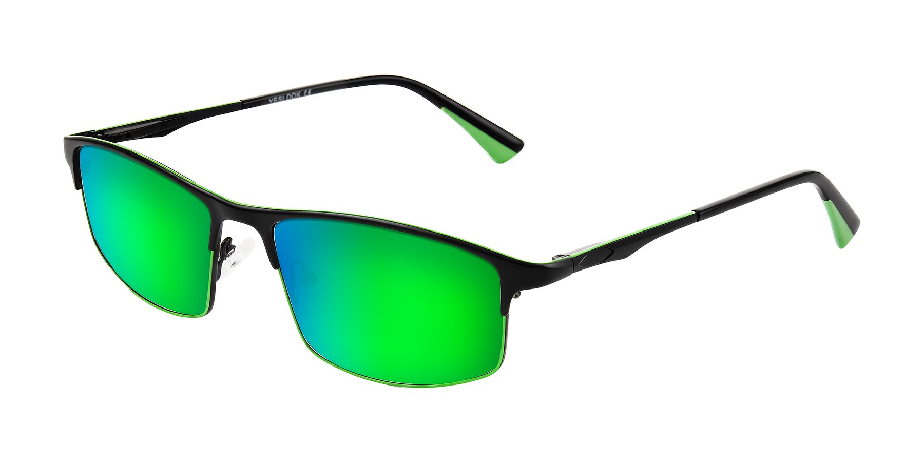 Angle of Monnow in Black/Green with Green Mirrored Lenses