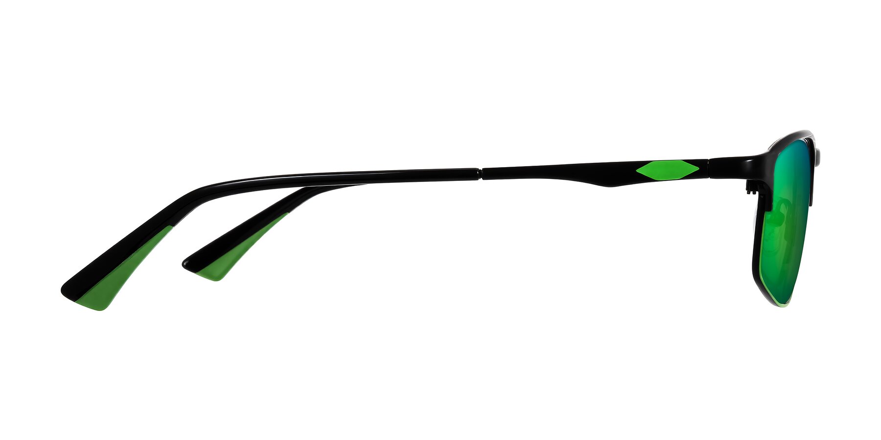 Side of Monnow in Black/Green with Green Mirrored Lenses