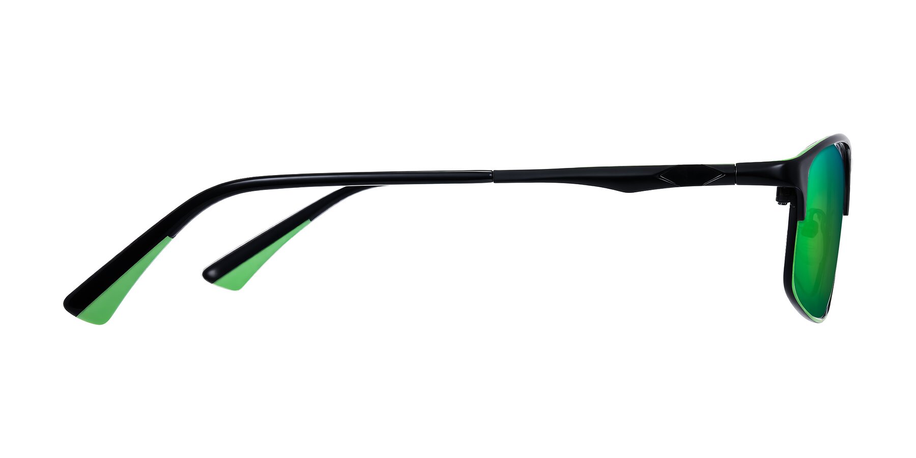 Side of Monnow in Black/Green with Green Mirrored Lenses