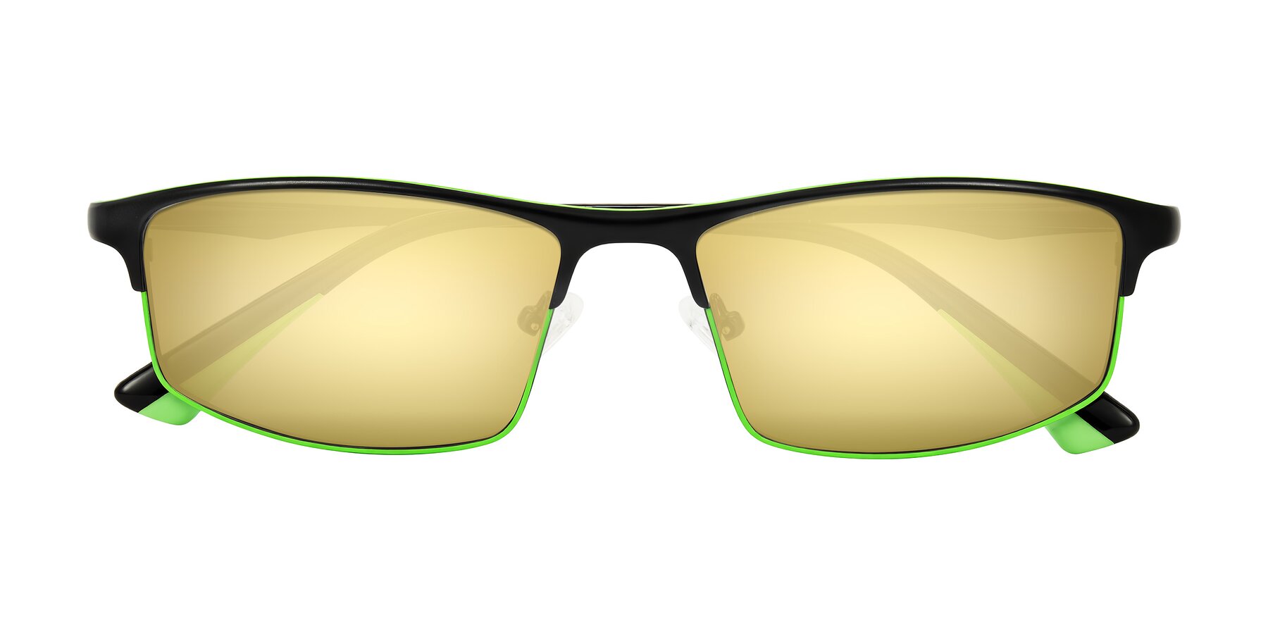 Folded Front of Monnow in Black/Green with Gold Mirrored Lenses