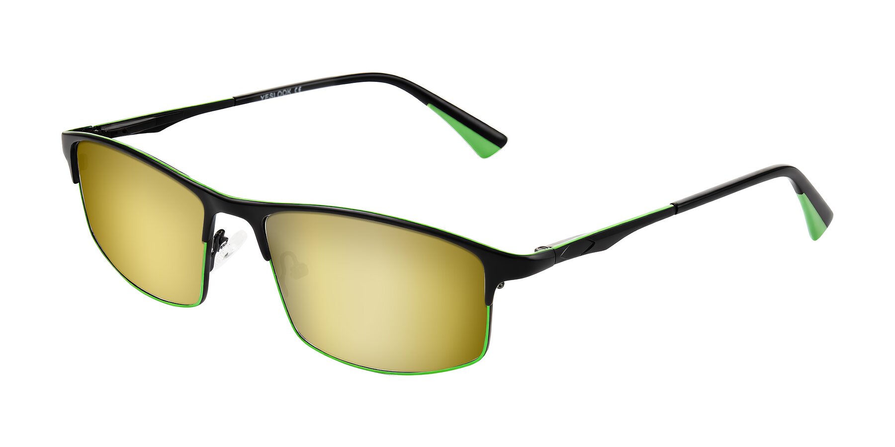 Angle of Monnow in Black/Green with Gold Mirrored Lenses