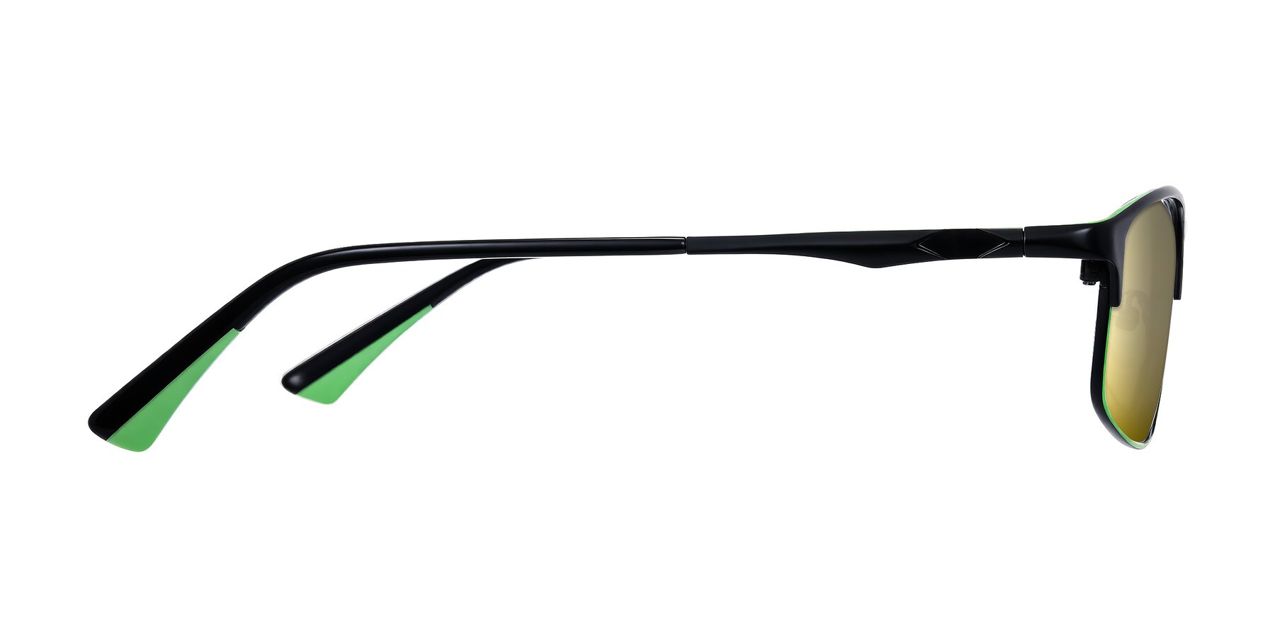 Side of Monnow in Black/Green with Gold Mirrored Lenses