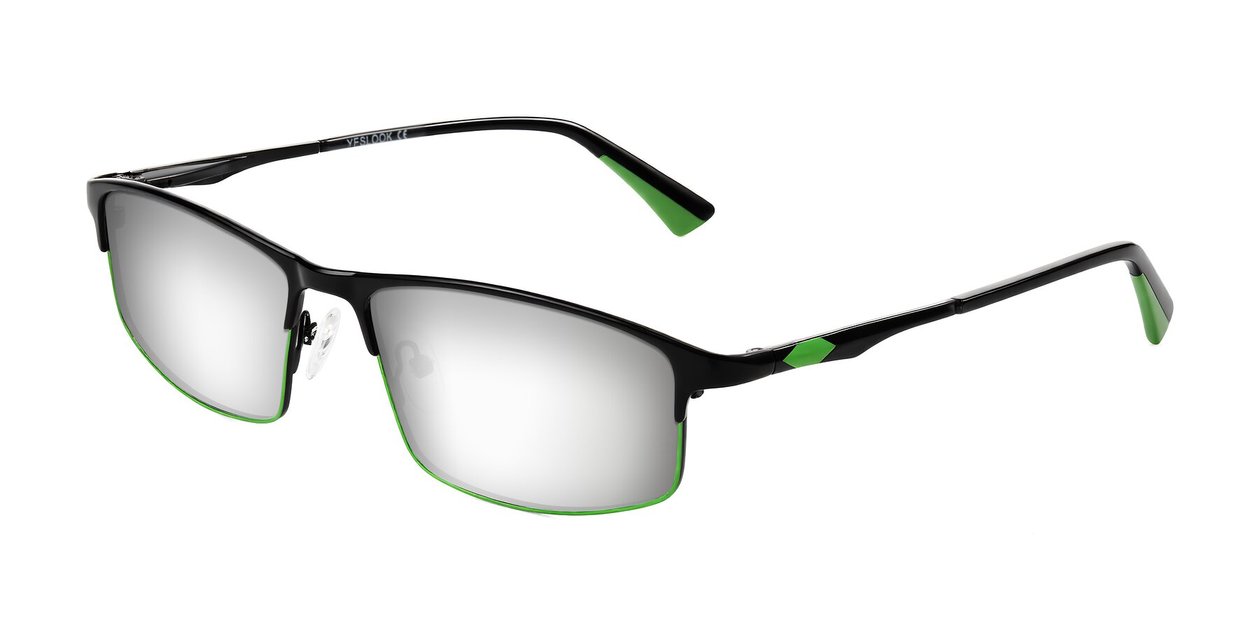 Angle of Monnow in Black/Green with Silver Mirrored Lenses
