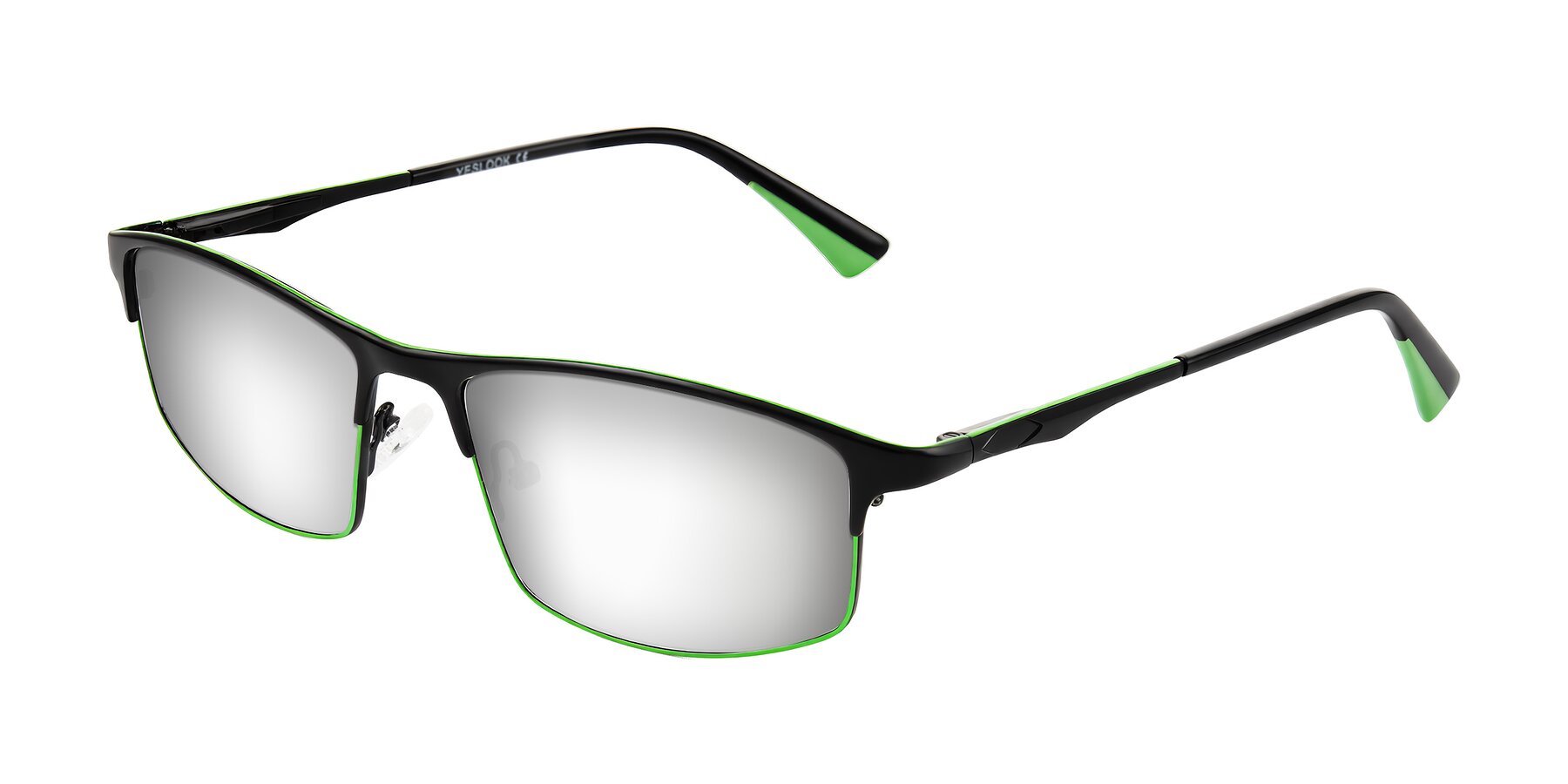 Angle of Monnow in Black/Green with Silver Mirrored Lenses