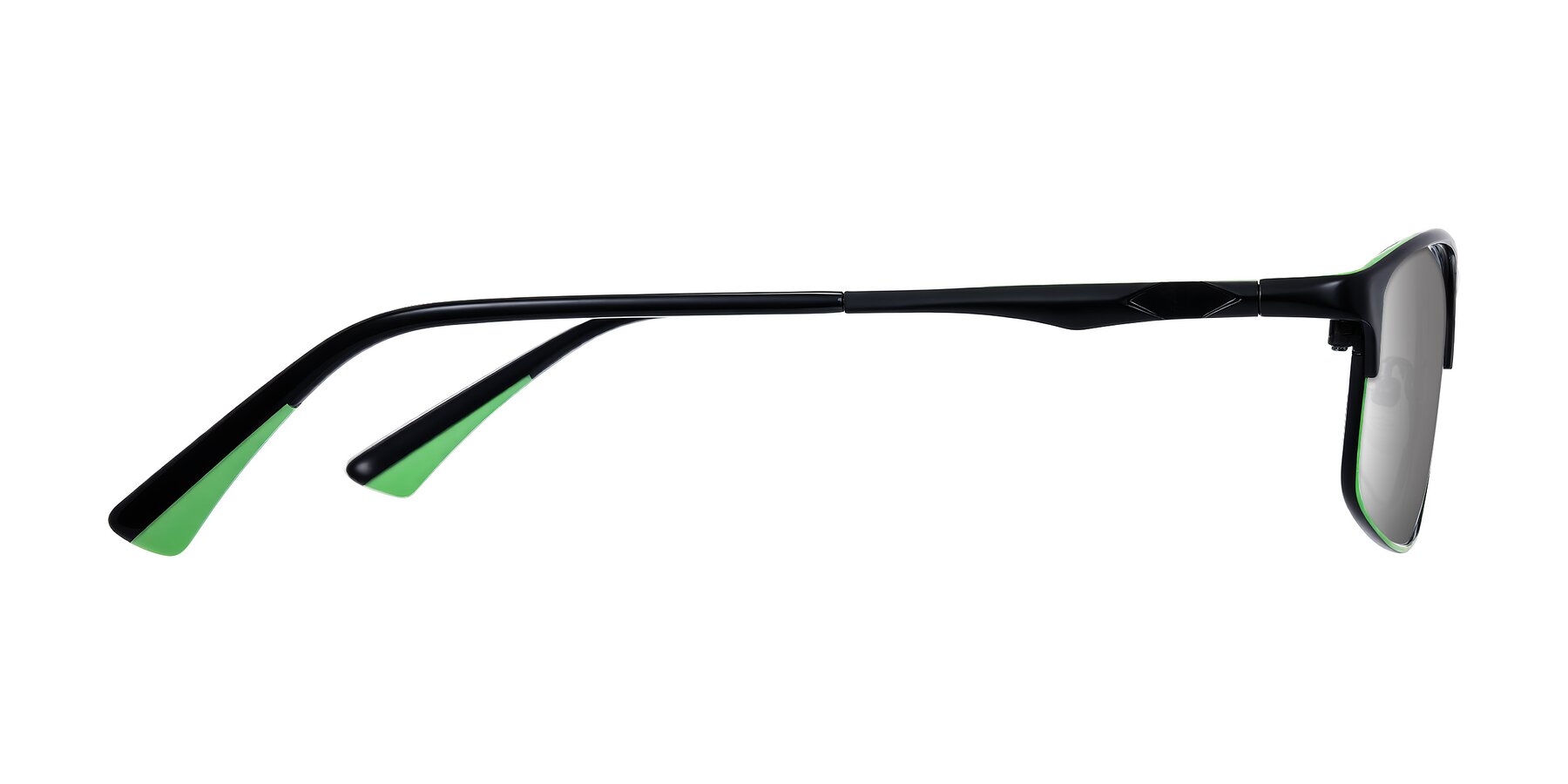 Side of Monnow in Black/Green with Silver Mirrored Lenses