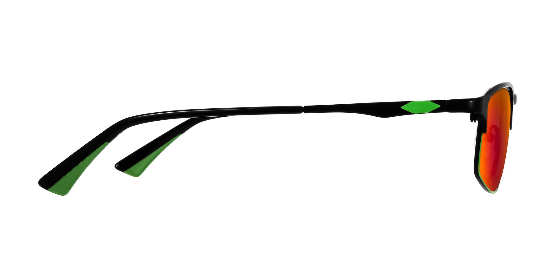 Side of Monnow in Black/Green with Red Gold Mirrored Lenses