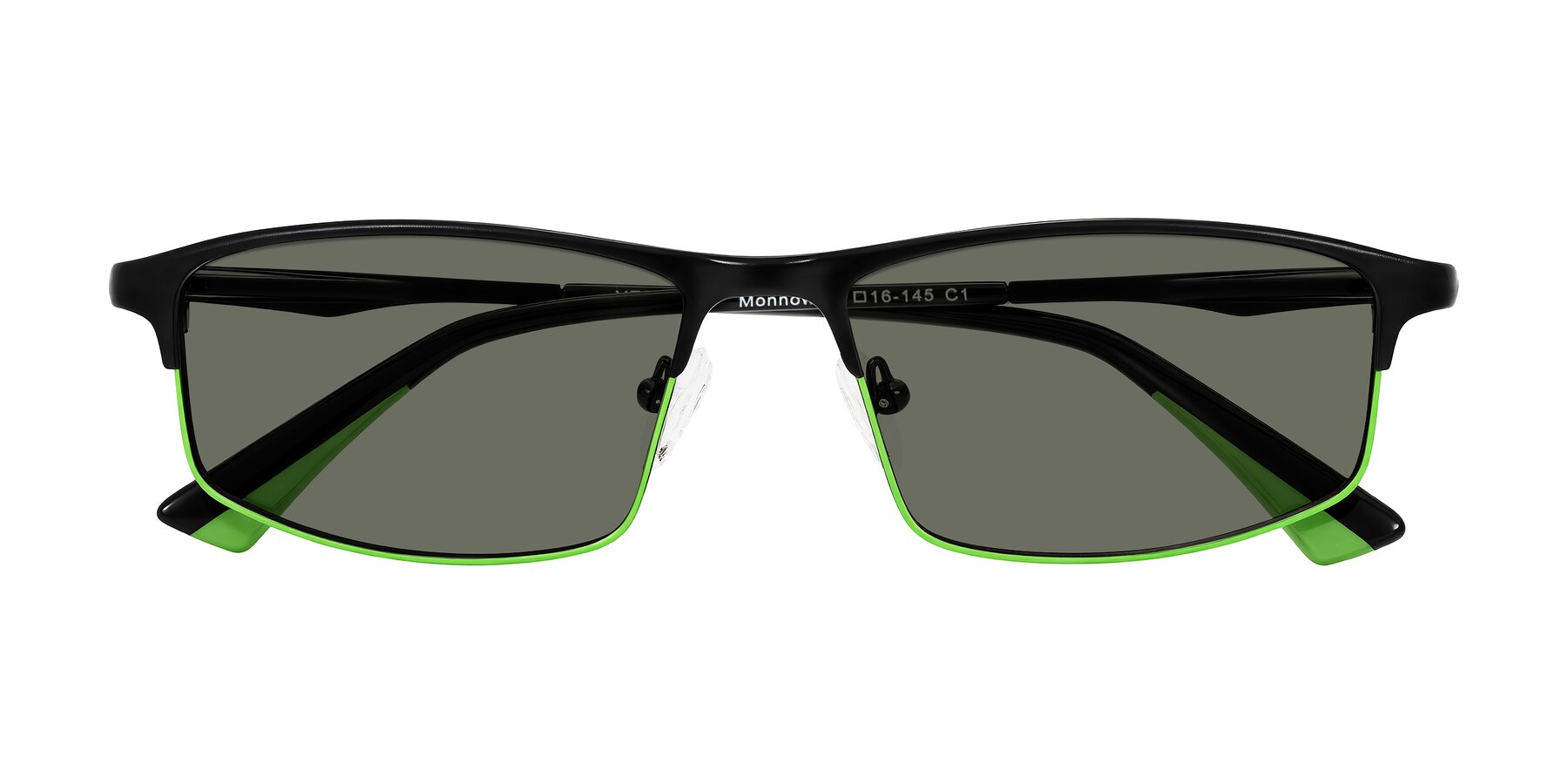 Folded Front of Monnow in Black/Green with Gray Polarized Lenses