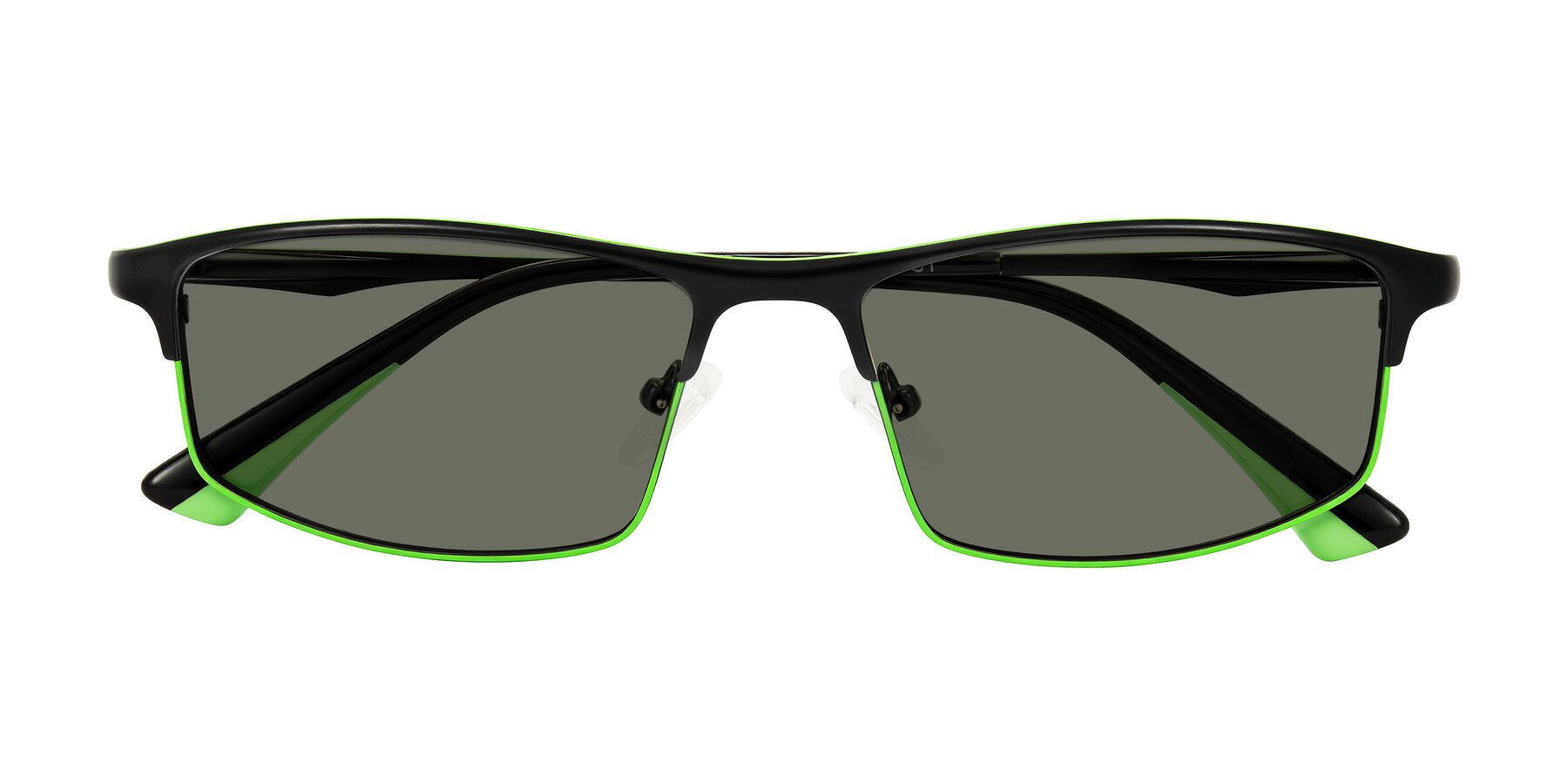 Folded Front of Monnow in Black/Green with Gray Polarized Lenses
