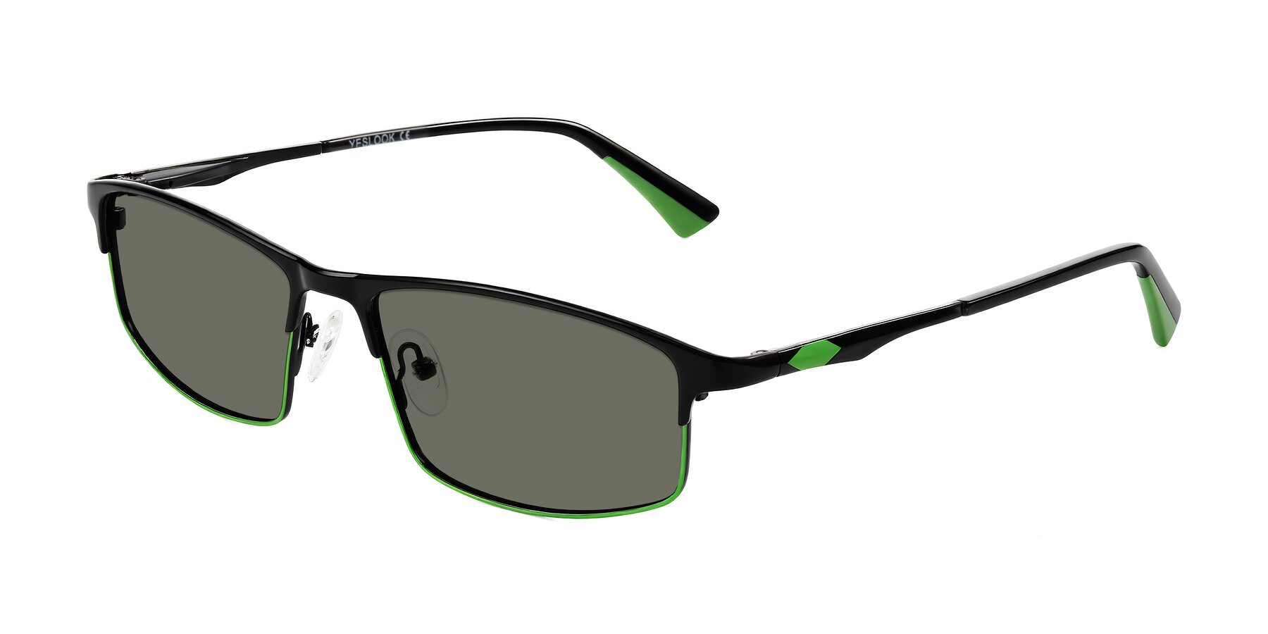 Angle of Monnow in Black/Green with Gray Polarized Lenses