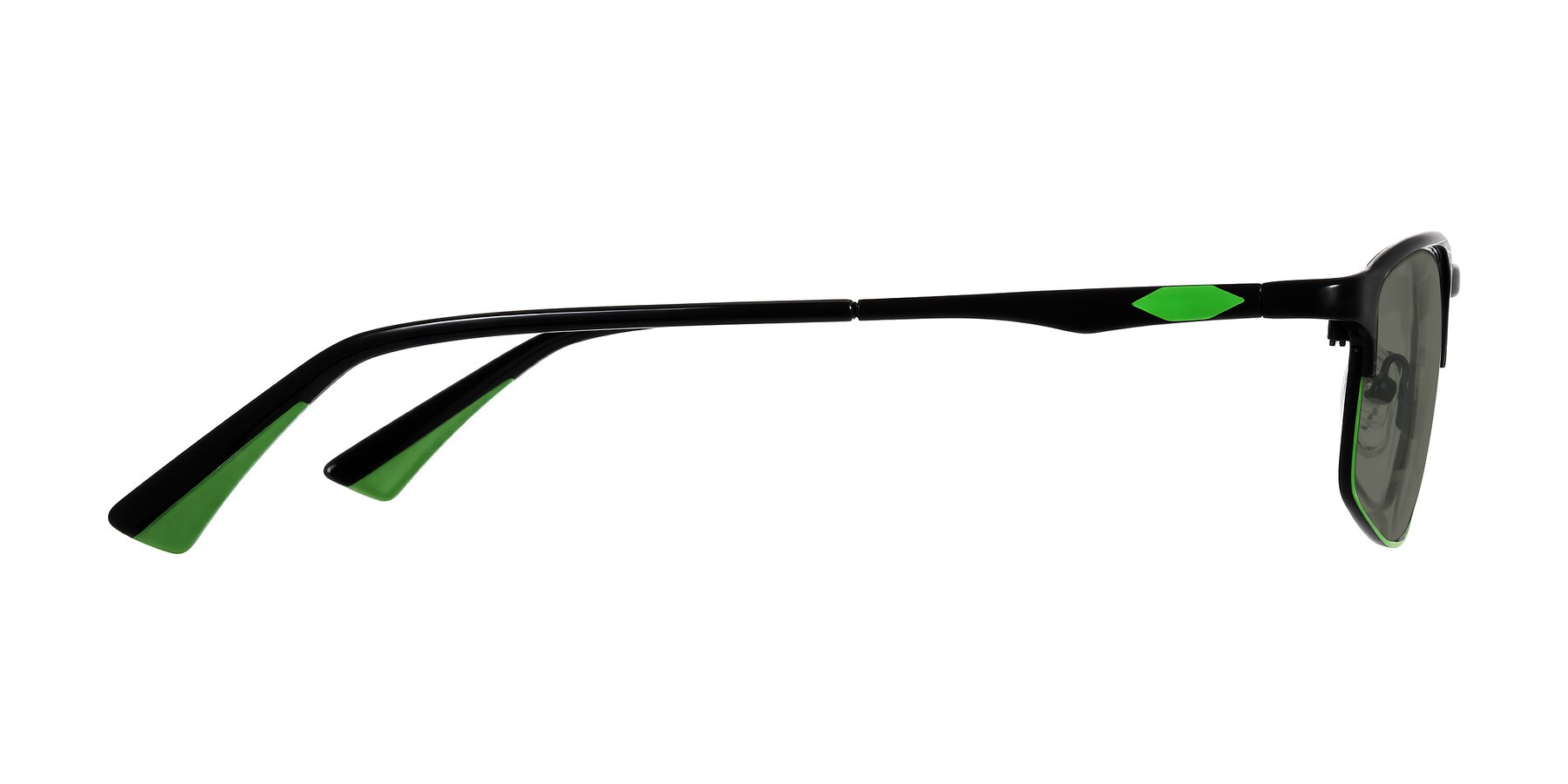 Side of Monnow in Black/Green with Gray Polarized Lenses