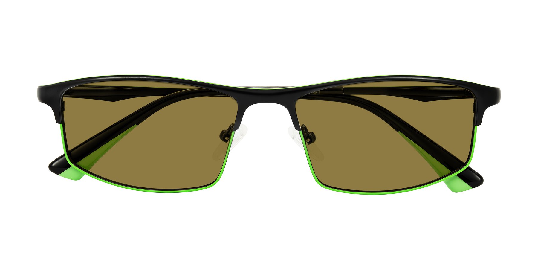 Folded Front of Monnow in Black/Green with Brown Polarized Lenses