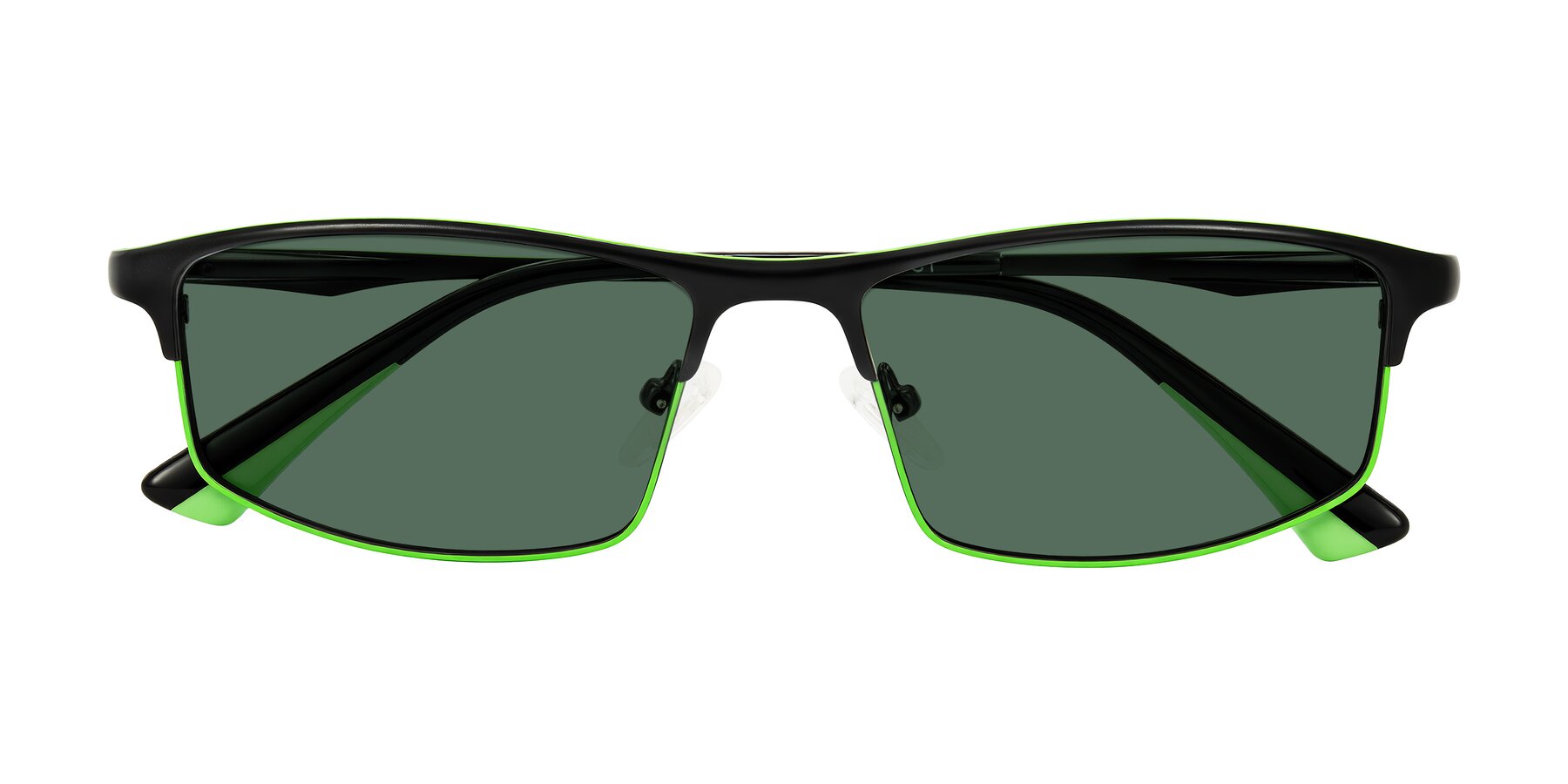 Folded Front of Monnow in Black/Green with Green Polarized Lenses