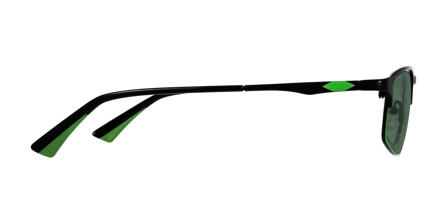 Side of Monnow in Black/Green with Green Polarized Lenses