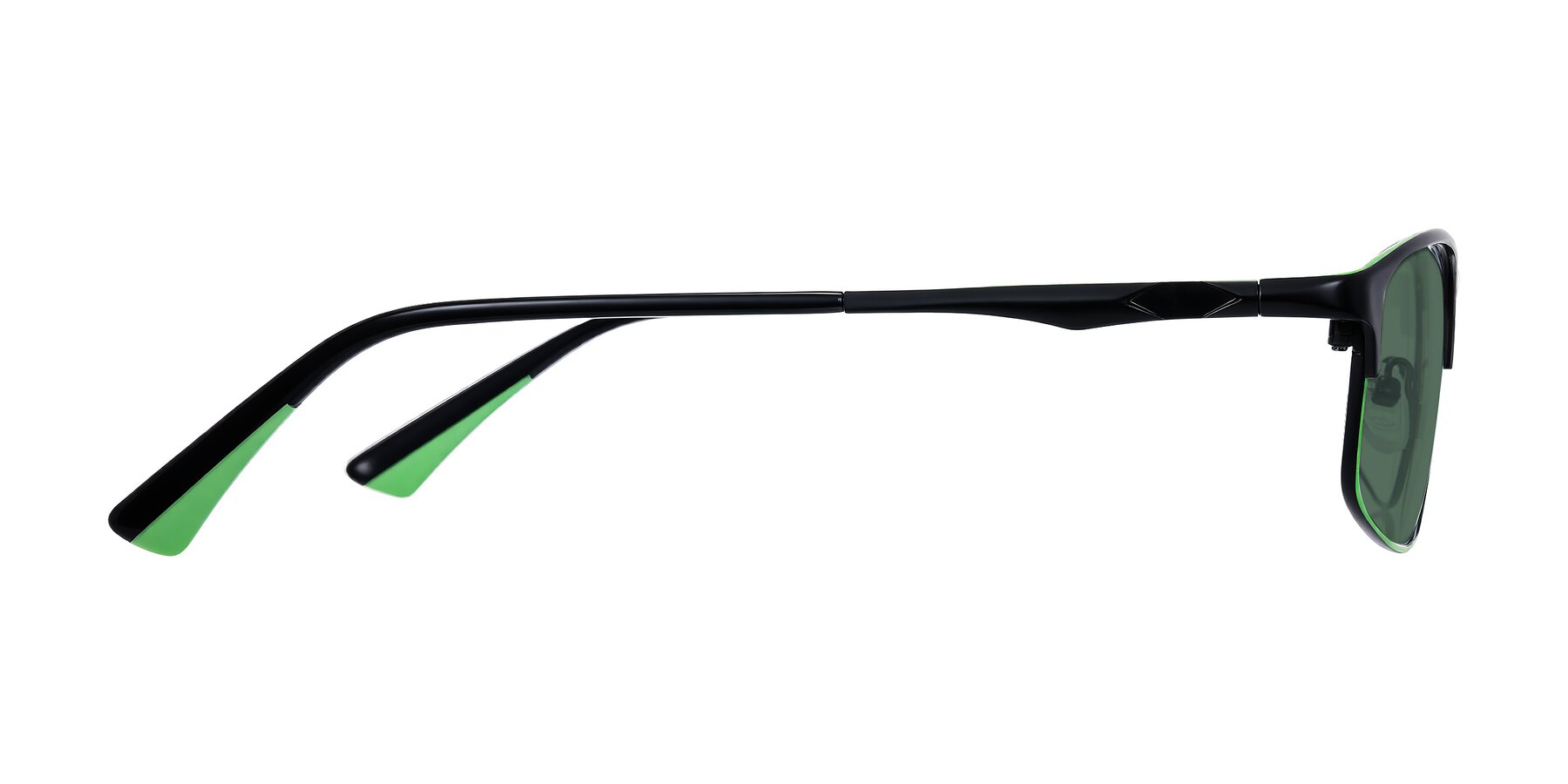 Side of Monnow in Black/Green with Green Polarized Lenses
