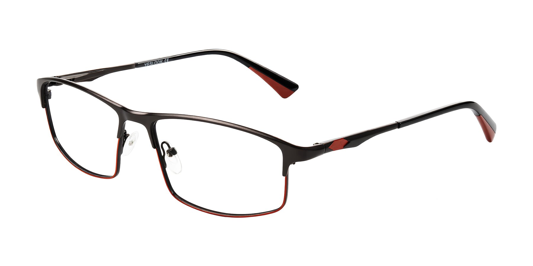 Angle of Monnow in Gray/Red with Clear Eyeglass Lenses