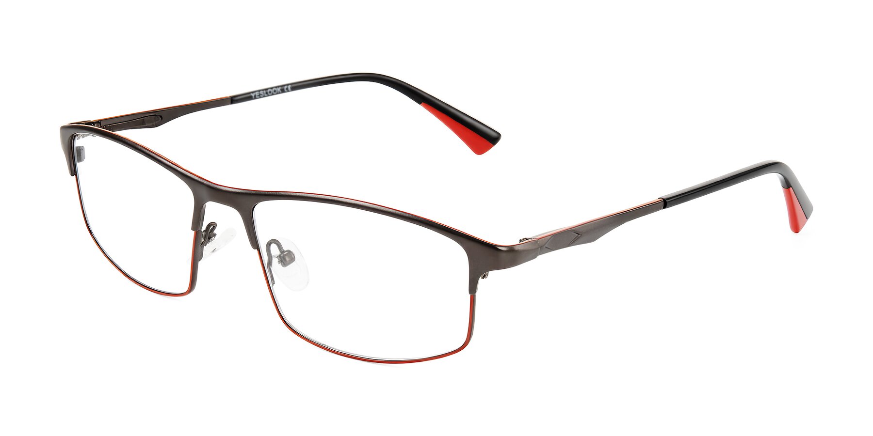 Angle of Monnow in Gray/Red with Clear Eyeglass Lenses