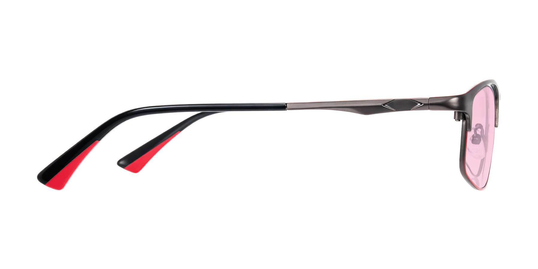 Side of Monnow in Gray/Red with Light Pink Tinted Lenses