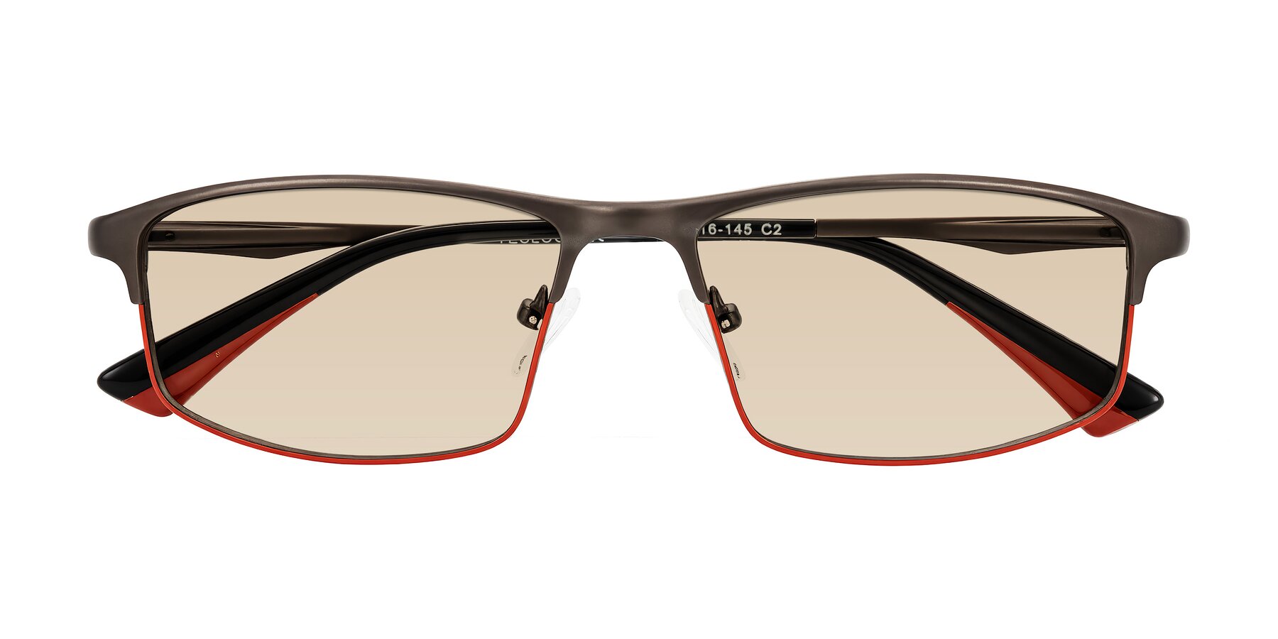 Folded Front of Monnow in Gray/Red with Light Brown Tinted Lenses